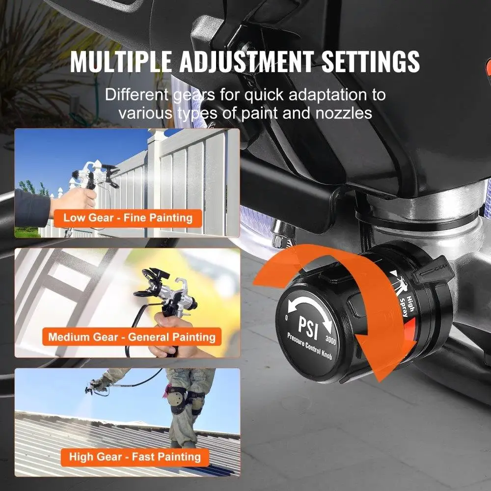 750W Electric Paint Sprayer 3000PSI HighEfficiency with Cart for HomeInteriorExteriorFurnitureFences EvenFinish