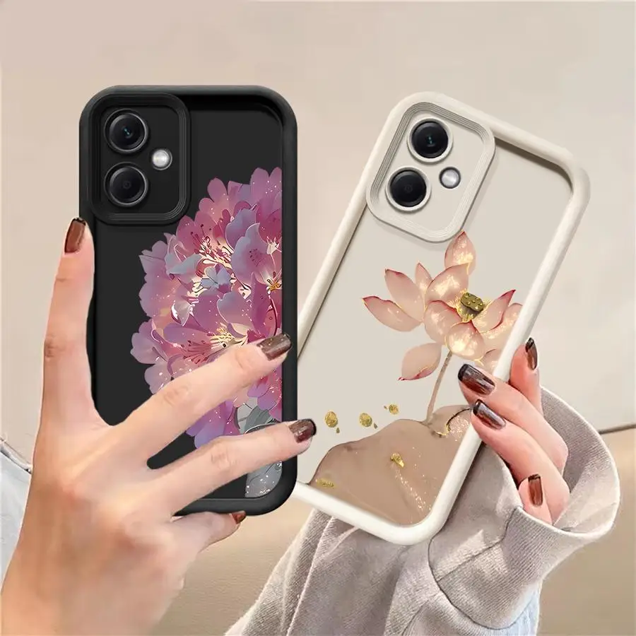 حافظة هاتف لهاتف Xiaomi Redmi 12 A3 A4 13 A1 A2 Plus غطاء ناعم بنمط اللوتس الكرتوني