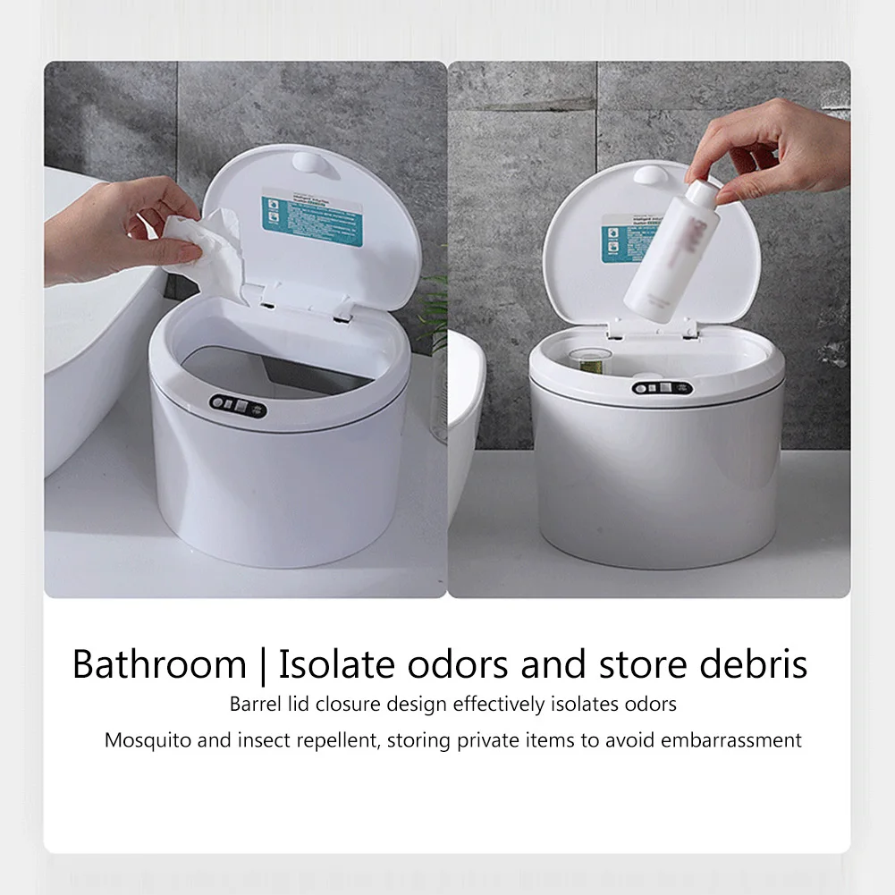 3L Smart Sensor Trash Can Desktop Automatic Waste Bin Storage Bucket Clean Workspace Kitchen Storage Box Home Desk Dustbin