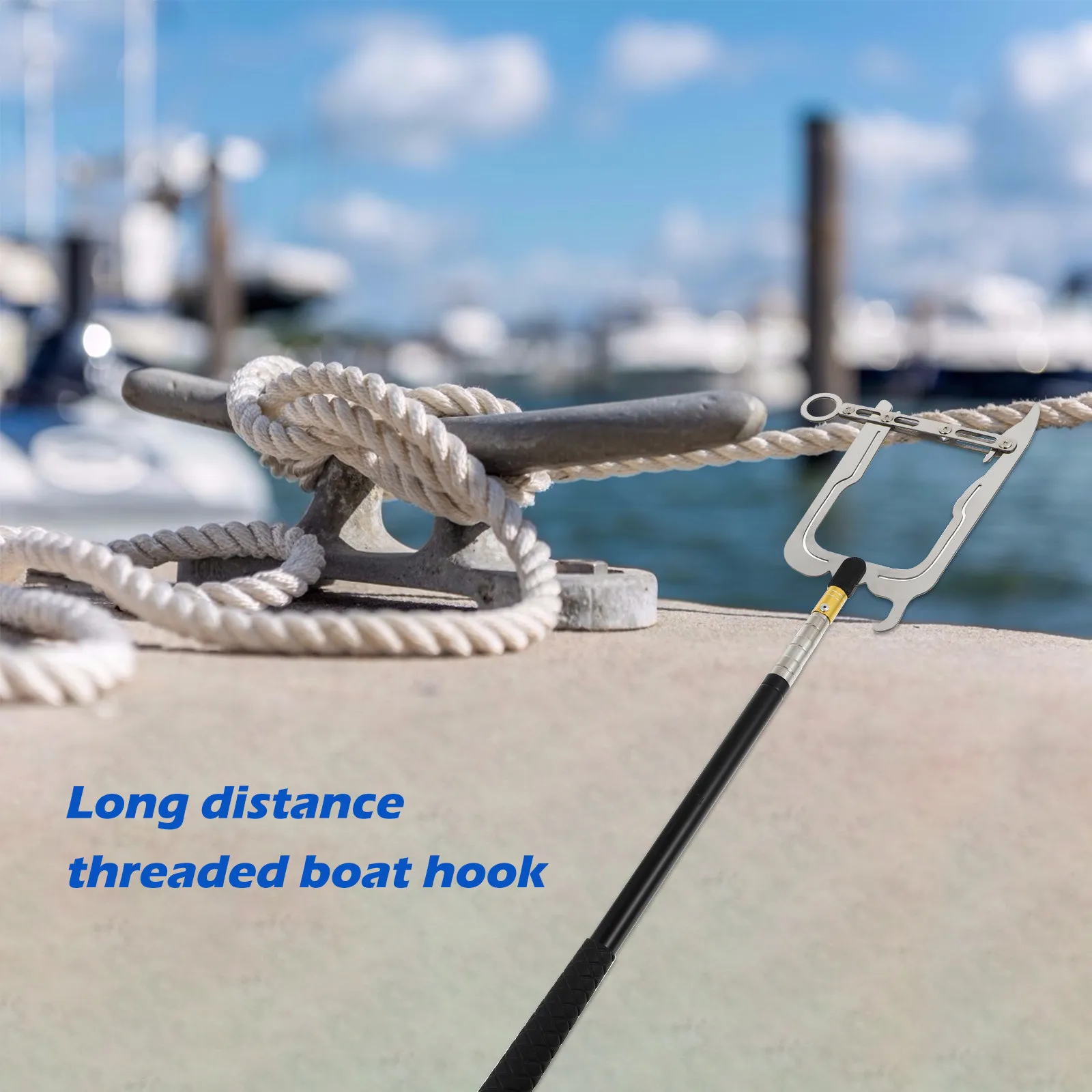 

1Set Boat Hook Stainless Steel Telescopic for Mooring Portable Dock Tie Rope Hook Long Reach Threader Boat Puller