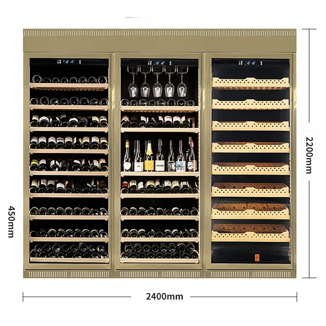Rose Golden Stainless Steel Customized Size Wine Cooler Wine Fridge Wine Refrigerator
