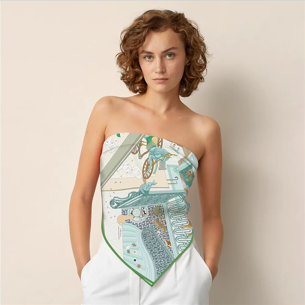 النسخة الكورية من وشاح شال مربع حك آلة الحرير حافة المرأة موضة تنوعا الحجاب وشاح بالجملة