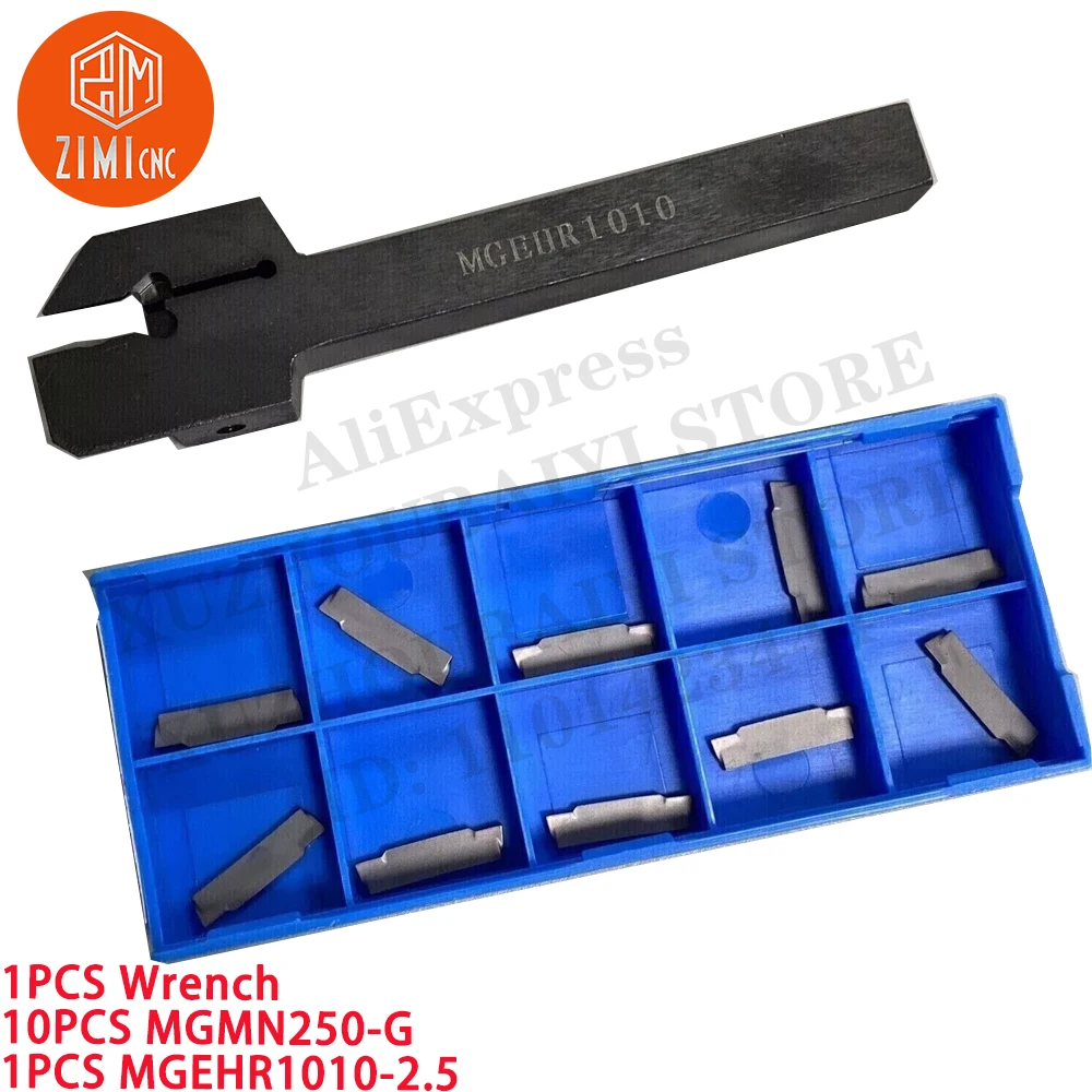 

1PCS MGEHR1010-2.5 External Groove turning tool holder +10PCS MGMN250-G carbide Inserts CNC metal lathe mechanical cutting tools