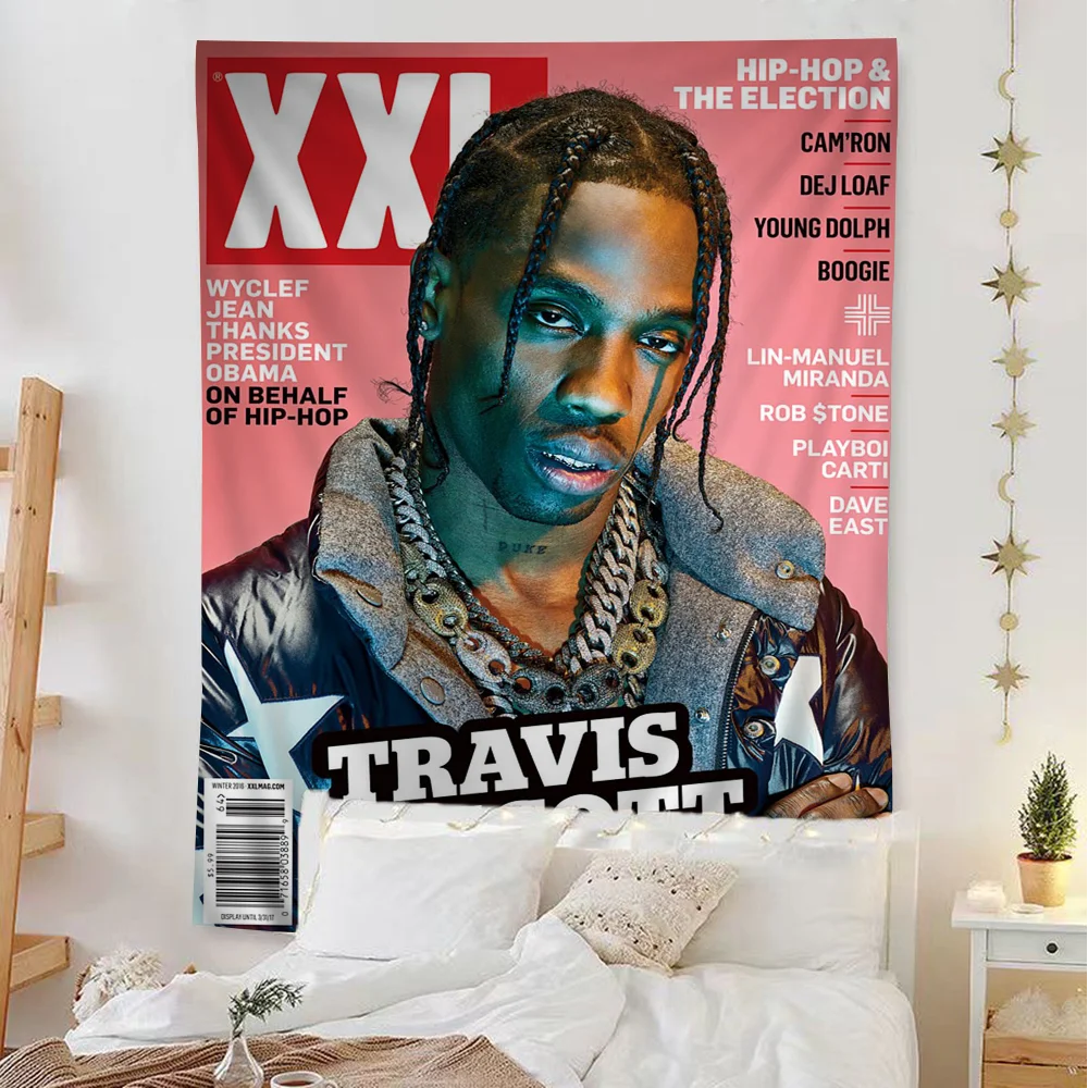 T-TRAVIS S-SCOTT Rapper Anime Tapestry Hanging Tarot Hippie Wall Rugs Dorm Home Decor