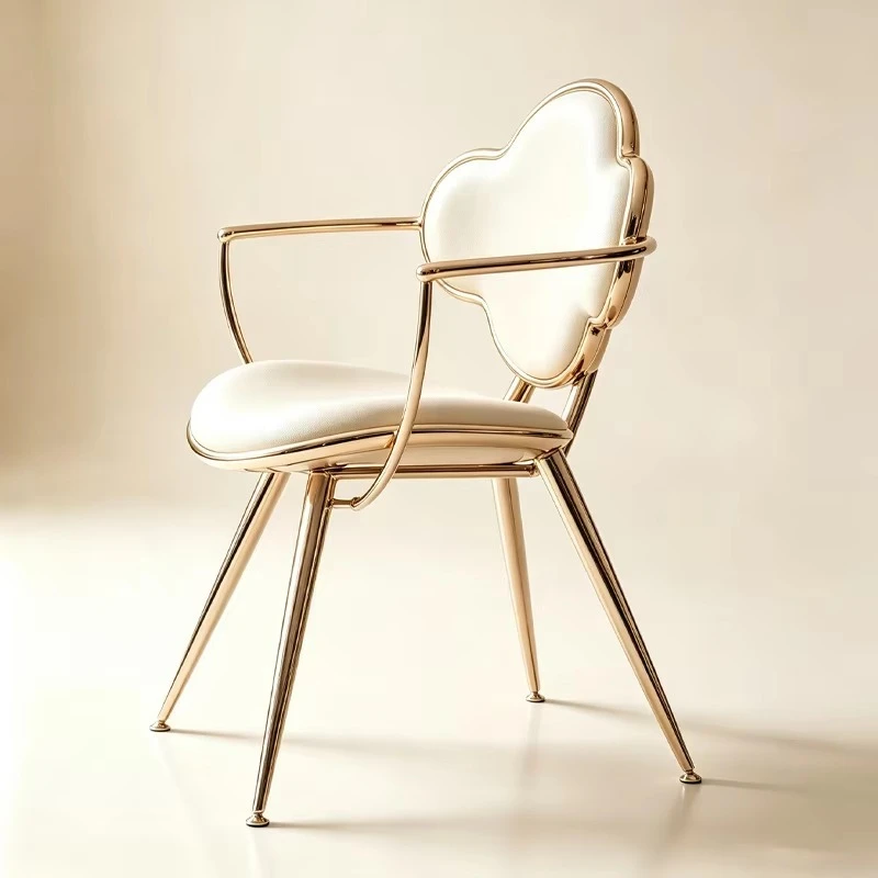 Upholstered decorative chair cloud backrest gold-plated steel frame dresser dining chair