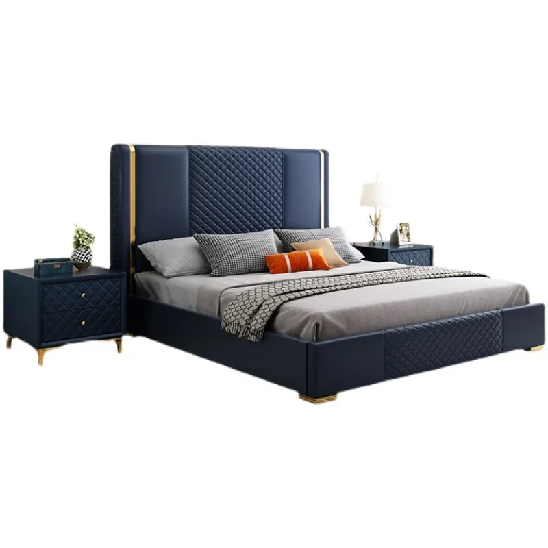 

Modern simple light luxury leather art bed 1.8 meters master bedroom solid bed