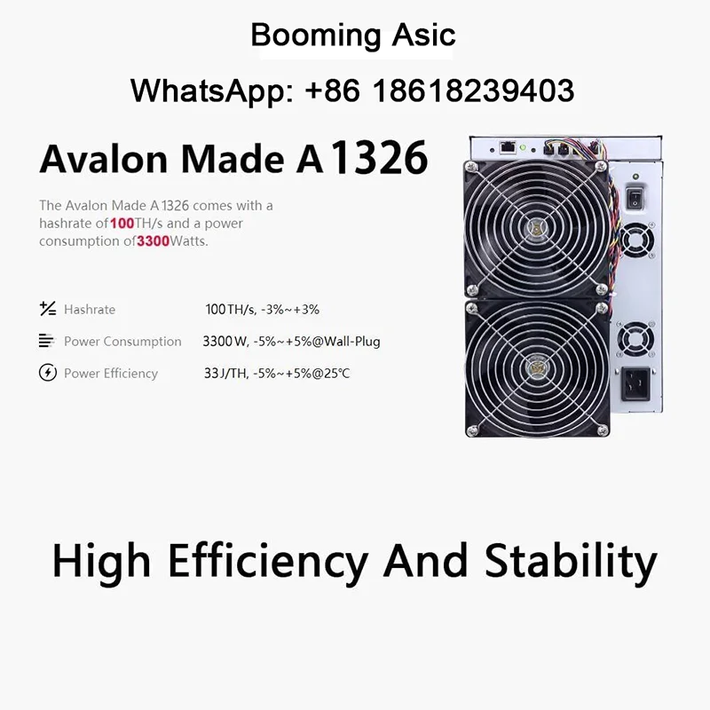 Imagem -05 - Máquina de Criptografia Avalon Miner A1326 Canaan 1326 100t Hashrate 3300w Btc Asic 100th Novo 2023