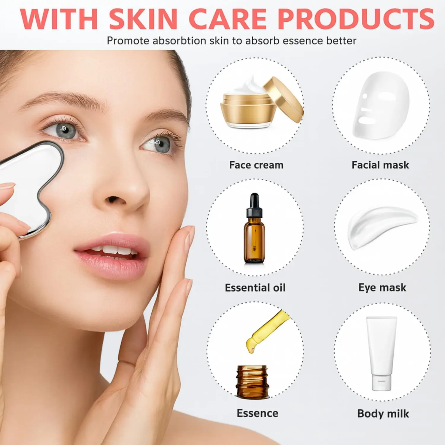 304 مجموعة الأسطوانة غير القابل للصدأ للوجه والرقبة والعين أداة تدليك الوجه الرعاية الصحية كشط مجلس العضلات أدوات العناية بالبشرة الجمال