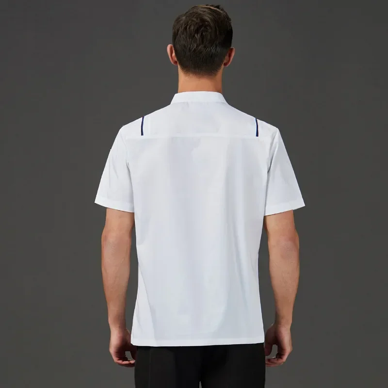 Service alimentaire vêtements de travail col montant veste de Chef vêtements de travail de cuisine restauration cuisinier chemise de cuisson été à manches courtes salopette de boulangerie