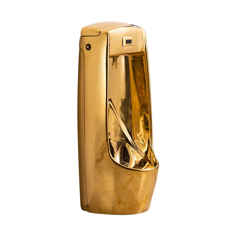 

Integrated floor-to-ceiling golden urinal men's toilet
