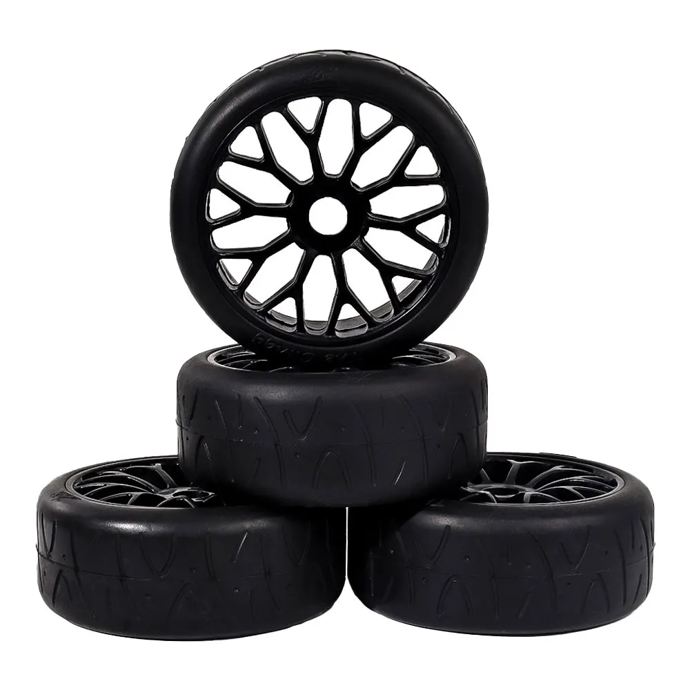 4Pcs 1/8 RC Rubber Tires With Hubs 17mm For Hex Drive HSP HPI Kyosho Traxxas Road Racing Wheel Parts