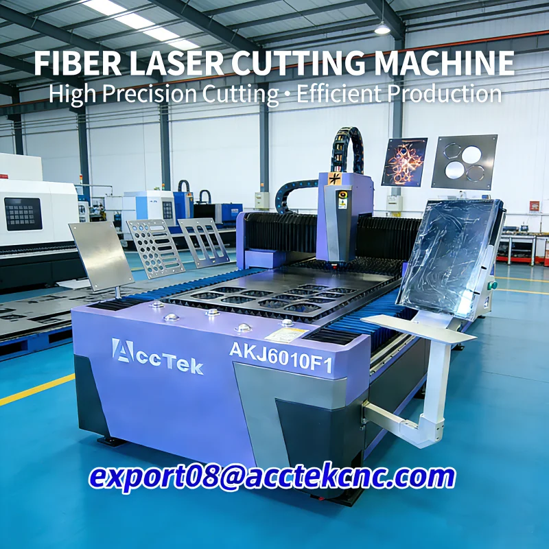 AccTek Small Scale Fiber Laser Cutting Machine CNC 1500W Optional Automatic For Industrial Steel Iron Aluminum Plate Processing