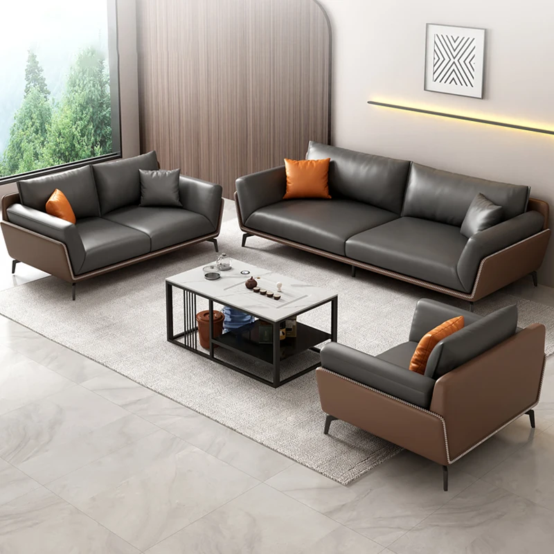 

Современный офисный диван для переговорных комнат и приемных, 1, 2, 3-местный, кожаный, комбинированный комплект