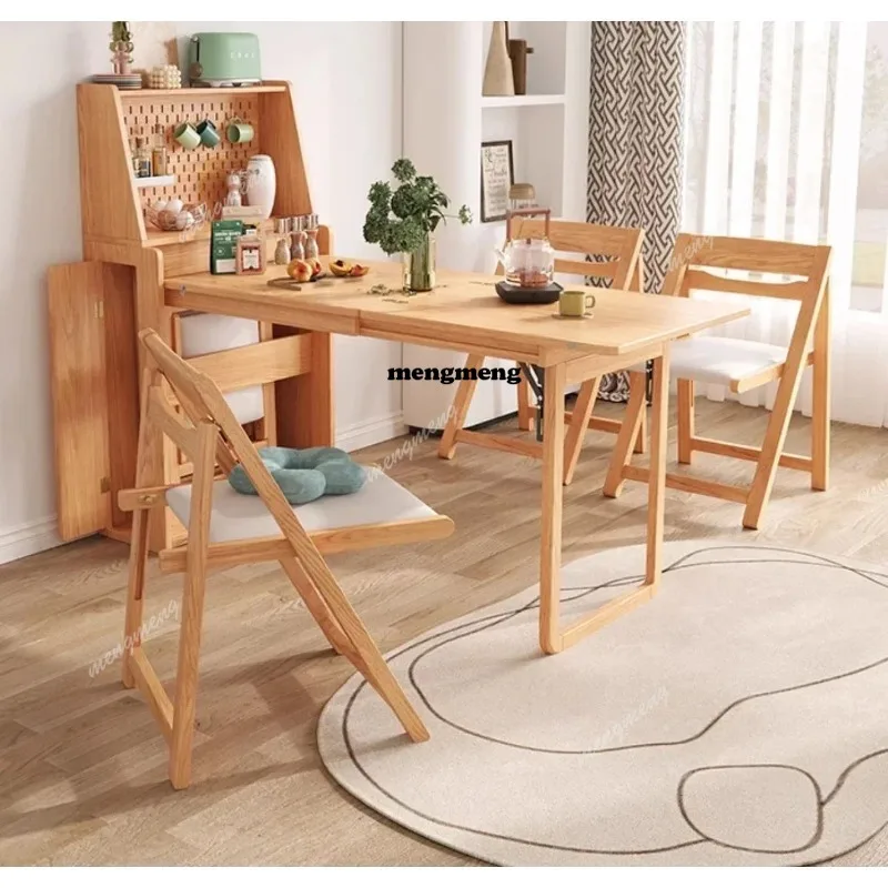 Premium  Lasting Nordic Folding Telescopic Dining Table And Chair Combination Household Small Hidden Sideboard