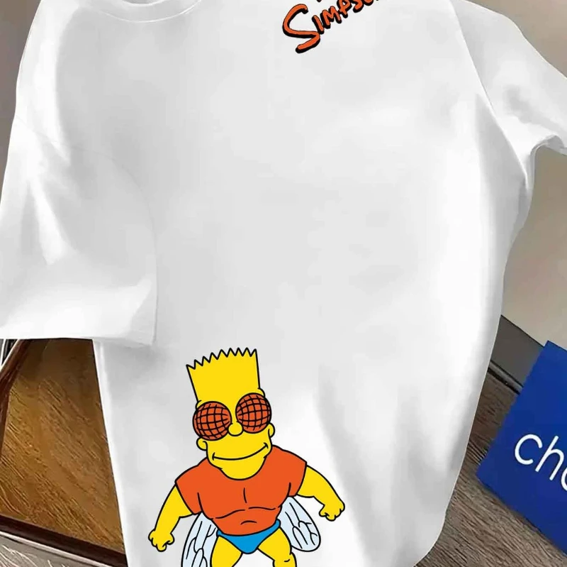 

Simpson Authorized Co Branded T-shirt with Printed Pattern, Bart Wearing Sunglasses, Wing Shaped Men's Sports and Casual Top
