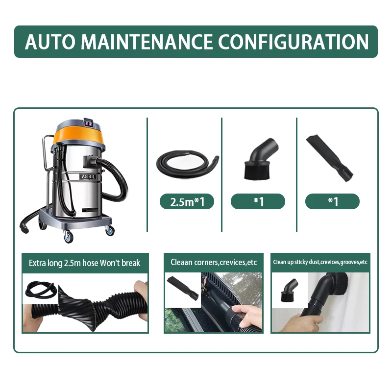 2000W 70L Wet Dry Portable Vacuum Cleaner For Home Car Industry And Commercial Use