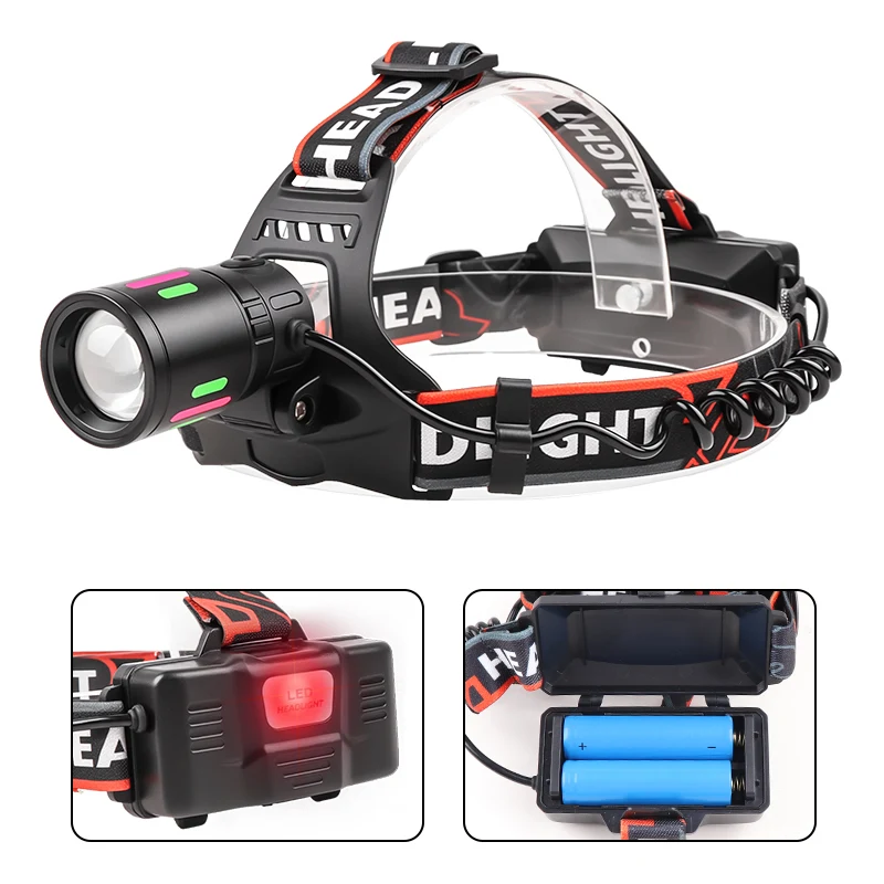 3000LM Powerful  LED  Headlamp Type-C Rechargesble 18650 Headlight Waterproof Head Torch Camping Fishing Lantern