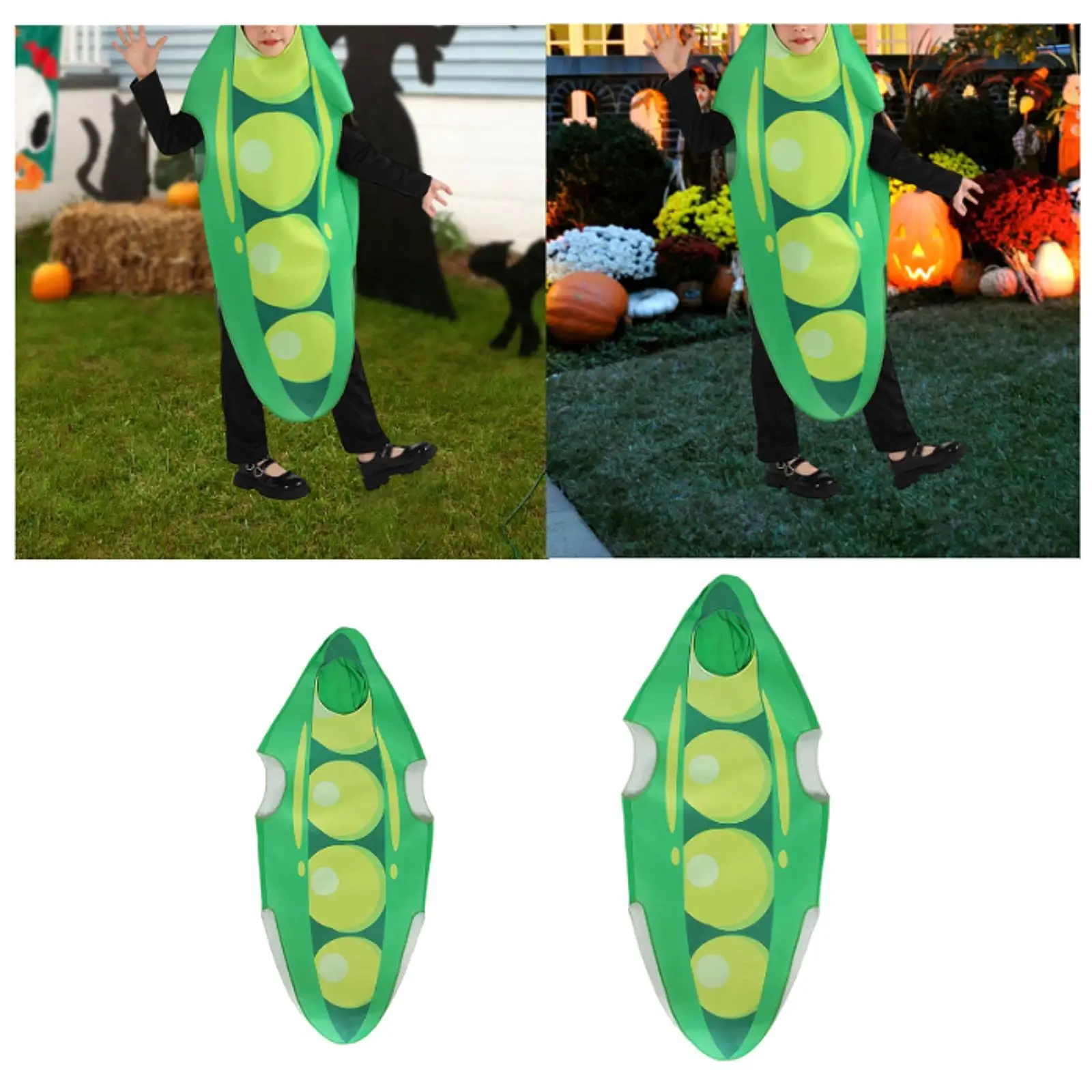 Pea Pod Kostüm, leichter Polyester-Kinder-Gemüseanzug, Halloween-Cosplay-Outfit für das Spielen in der Schule