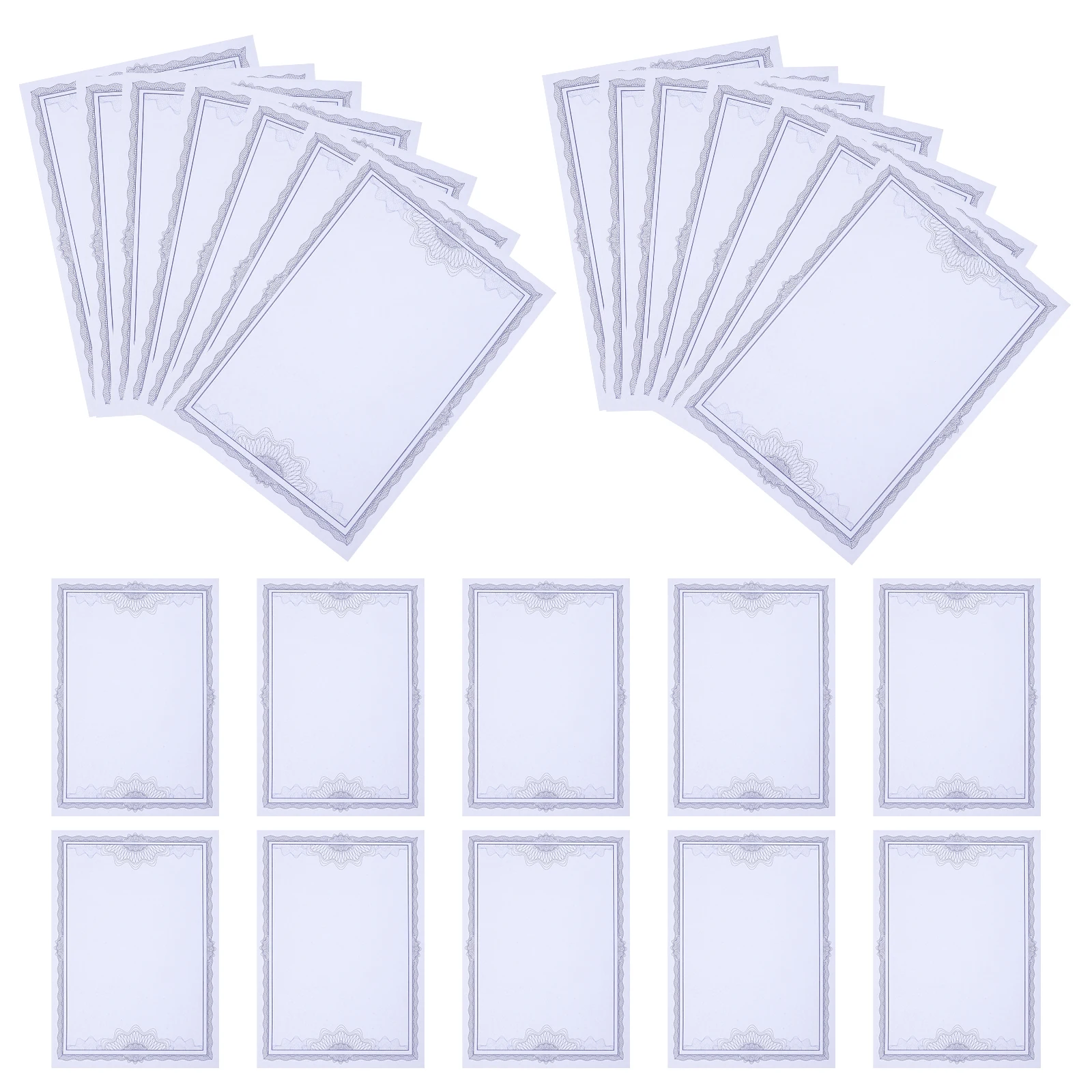 

50 Sheets Honor Certificate Inner Pages Blank Blue 12K Papers for Achievement Awards Graduation Student Appreciation