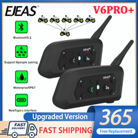 EJEAS V6 PRO+ Motorcycle Bluetooth Helmet Headset Intercom 850mAh MOTO Communicator 800m Interphone for 6 Riders IP65 Waterproof