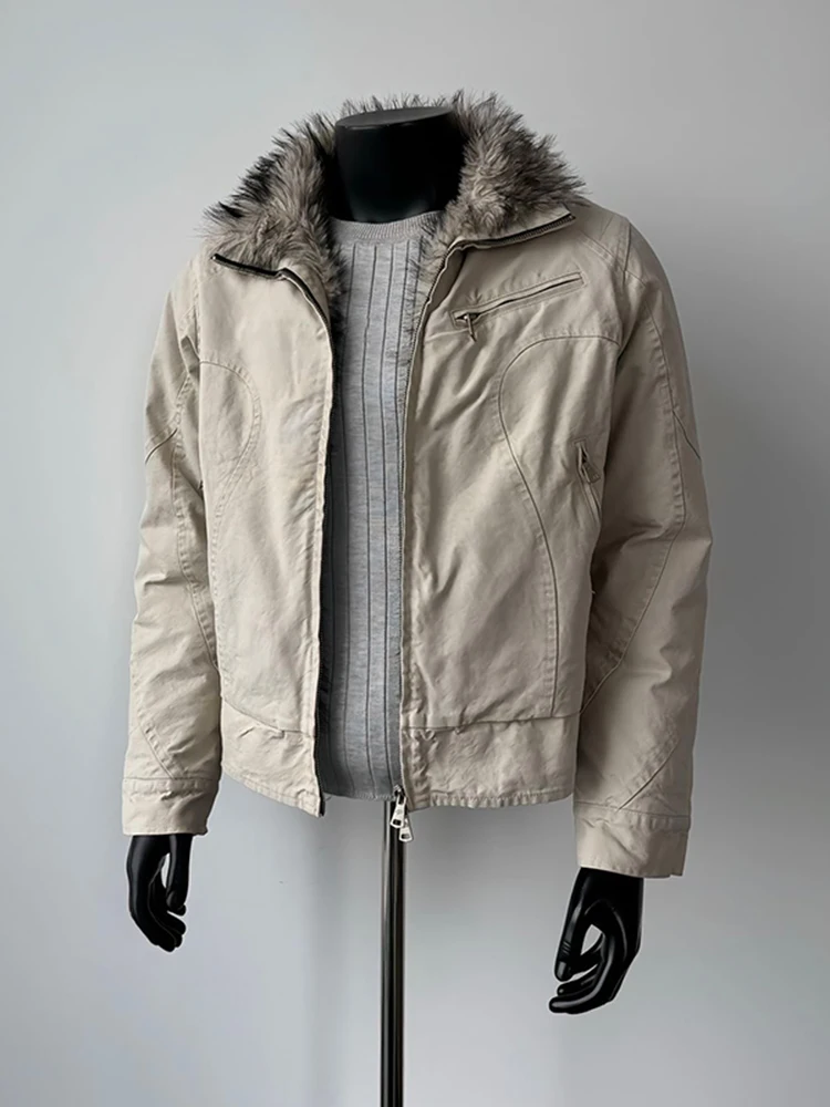 

American Retro Thiened ort Harrington Jaet with Fur Collar for Men And Women Youthful Sle Casual Cotton Coat