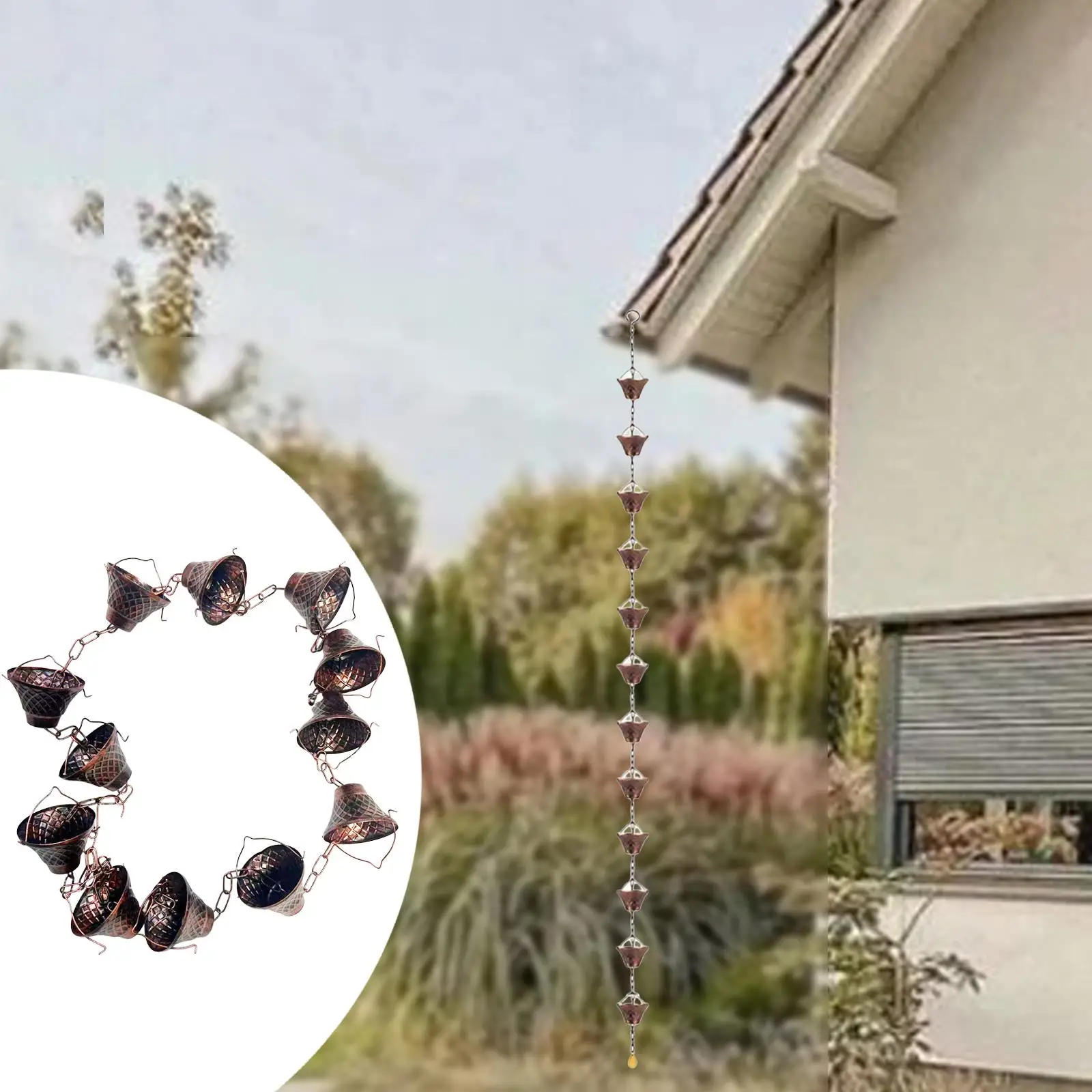 

Rain Chain for Gutter Garden Deck Outside Yard Rain Catcher 110.24 inch Long