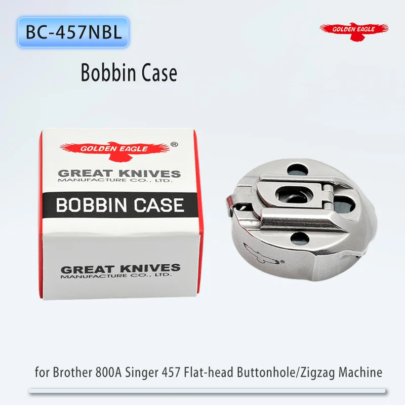Boîtier de canette Golden Eagle BC-457NBL pour machine à boutonnières Brother 800A à tête plate et machine à coudre zigzag Singer 457