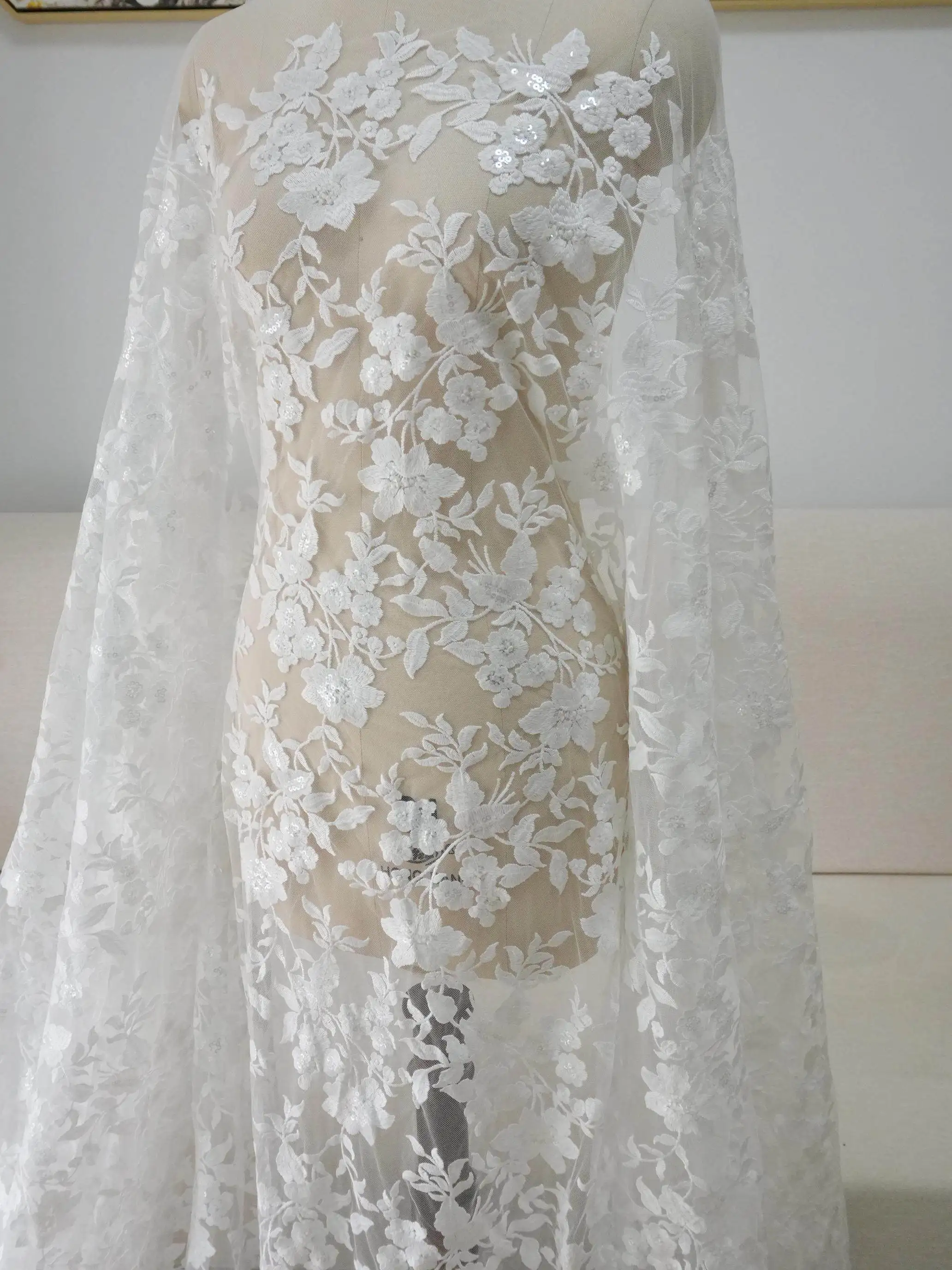 

Тюль для свадебного платья: вышитая сетка с пайетками и цветами, декоративная отделка для свадебных аксессуаров (сделай сам)