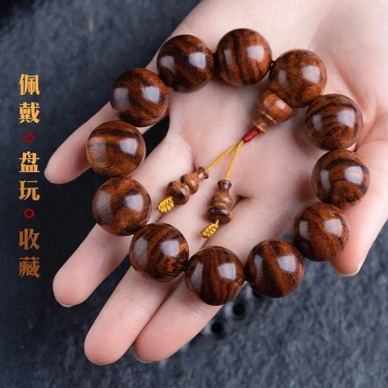 Hainan Scented Rosewood Bracelet Genuine Men's and Women's Bracelet Universal High-End Rosewood Bracelet Buddha Beads Single Cir