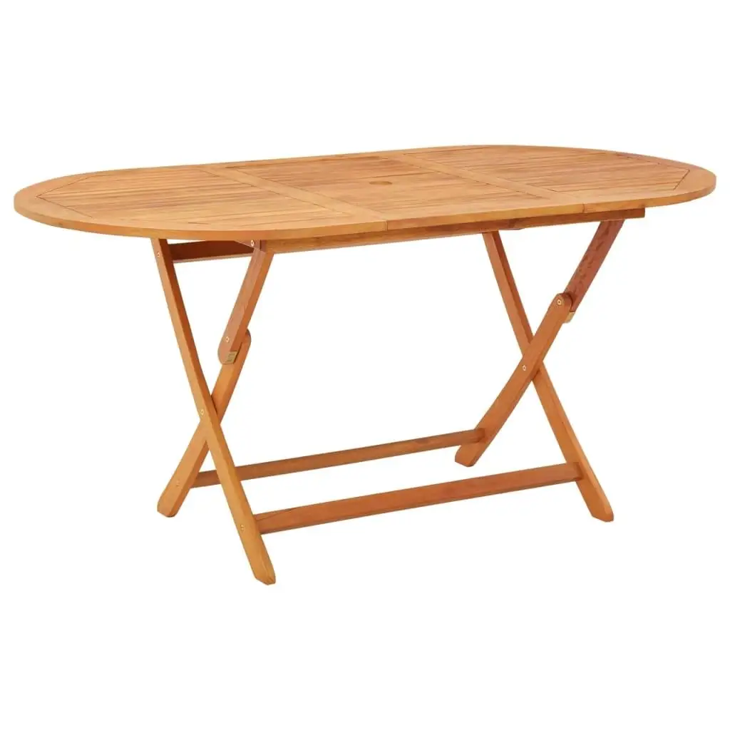 160x85x75 cm Folding Garden Table - Durable Solid Eucalyptus Wood for Outdoor Use