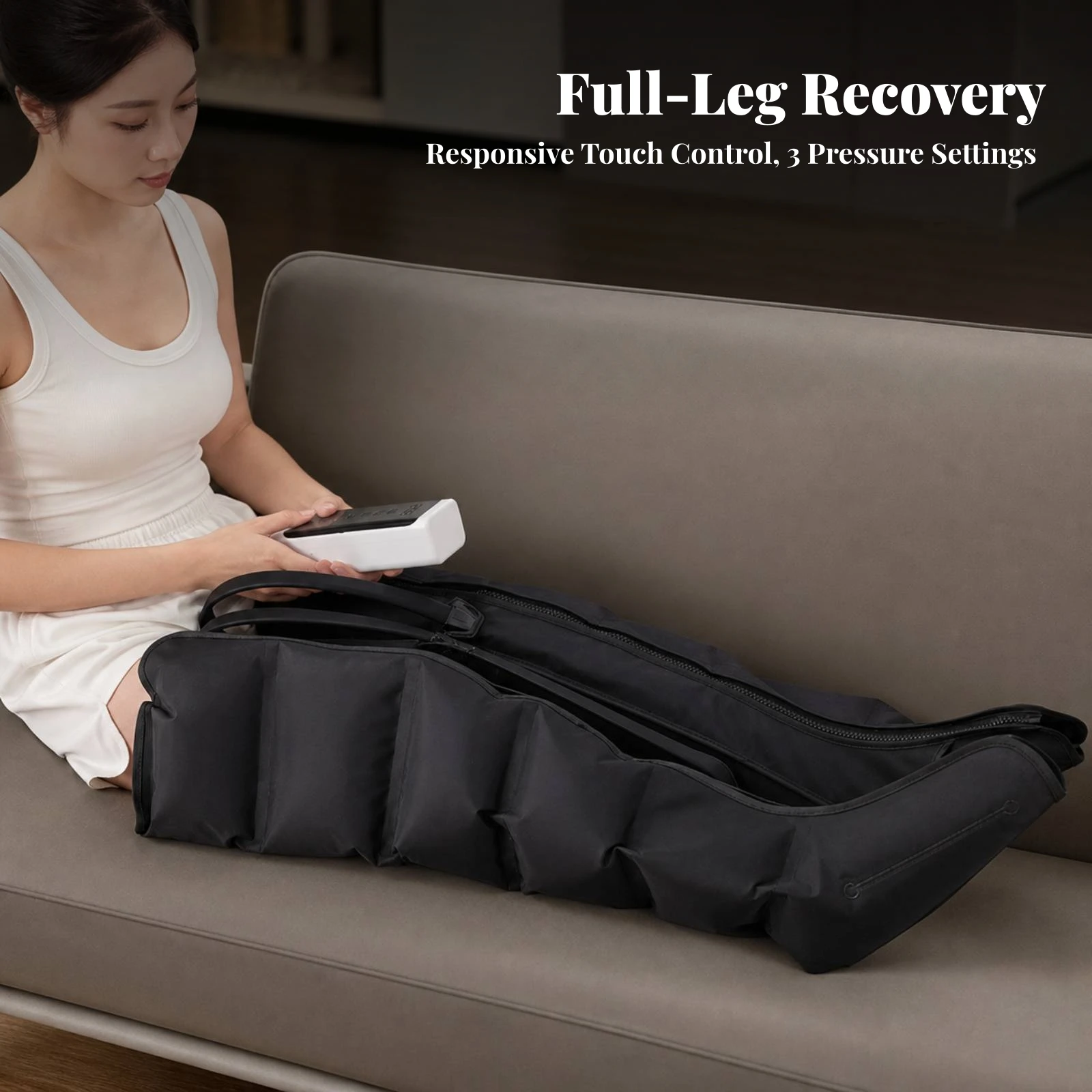 Leg and Foot Air Compression Massager 360° Coverage Air Compression Leg Massager with Foot Sections Adjustable Intensity