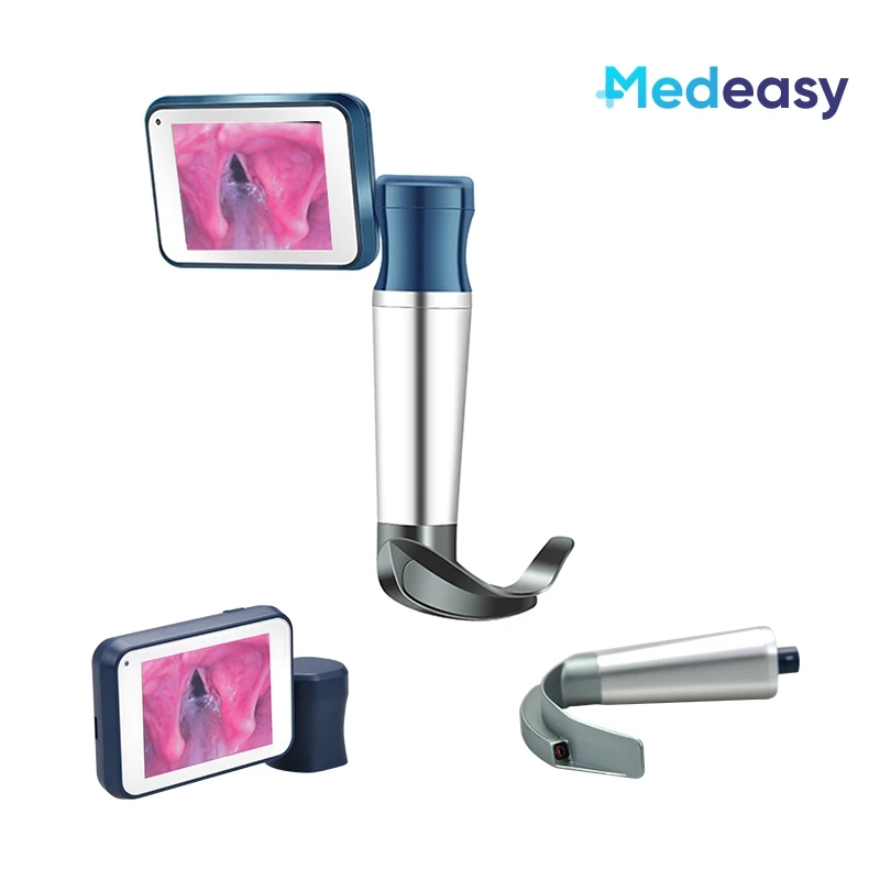 Basdata Portable Reusable Video Laryngoscope Camera Set with 6 Blades for Neonate Pediatric Adult