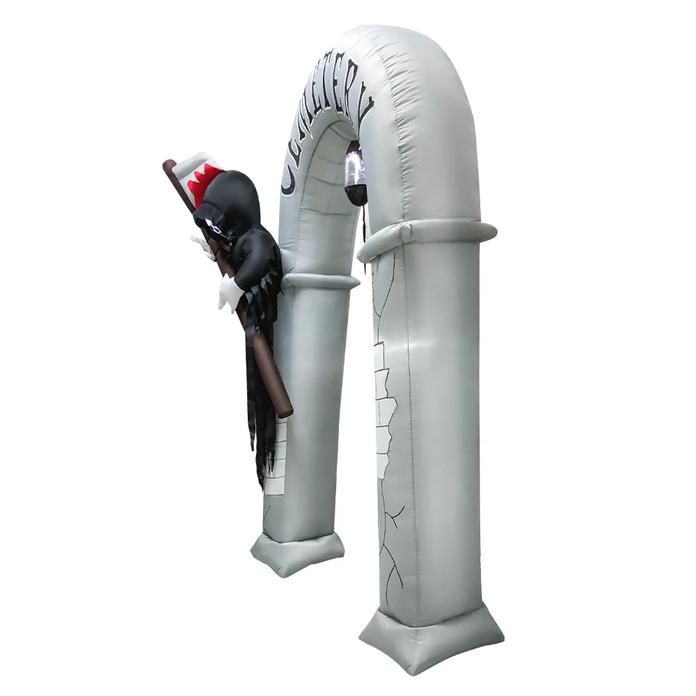 8FT Halloween Opblaasbare Grim Reaper Boog Model Ingebouwde LED Verlichting Binnen Buiten Binnenplaats Gazon Tuin Thema's Decoratie Prop