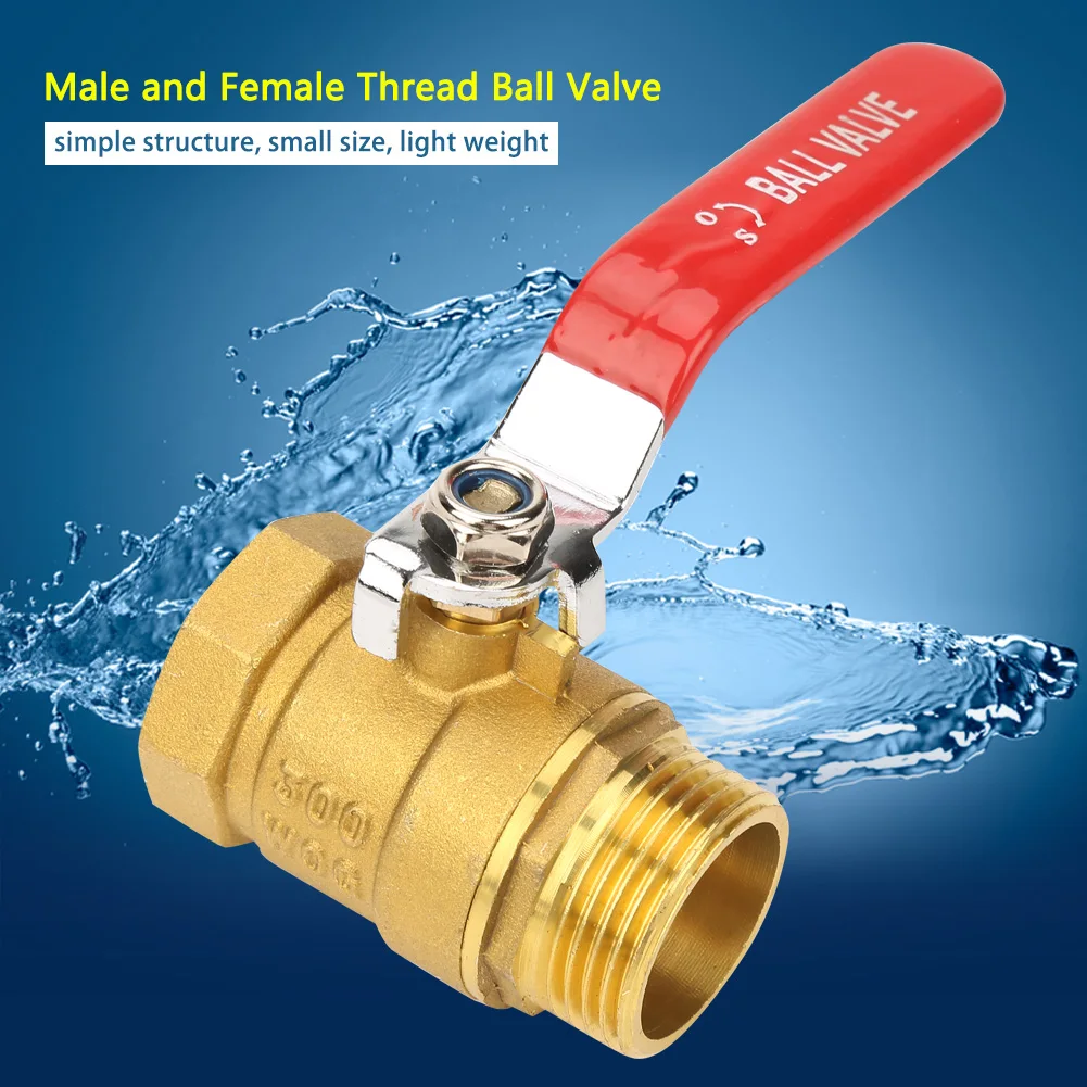 DN25 Brass Internal External Thread Ball Valve Resistant Leak Water Pipeline Heating System Plumbing Industrial Fluid Control