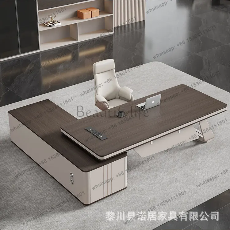 

12Boss table with bookcase minimalist light luxury minimalist modern president desk chair