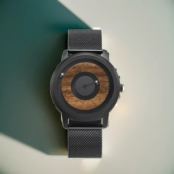 EUTOUR Minimalist novelty wooden dial Scaleless magnetic belt natural forest fashion men's couple watch