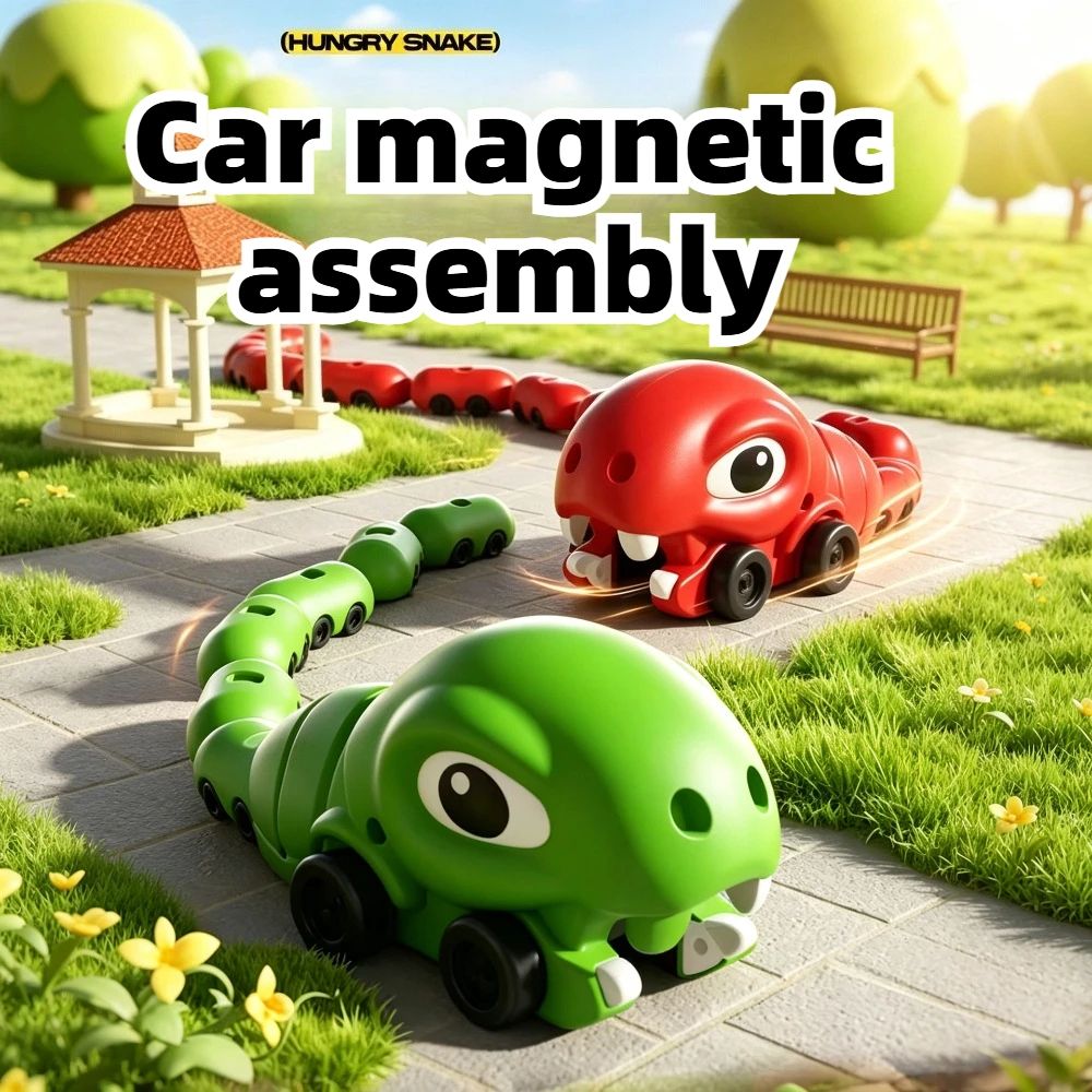 Remote Controlled Greedy Snake Magnetic Toy Electric Dinosaur Swallowing Vehicle Double Player Interactive Battle Toy