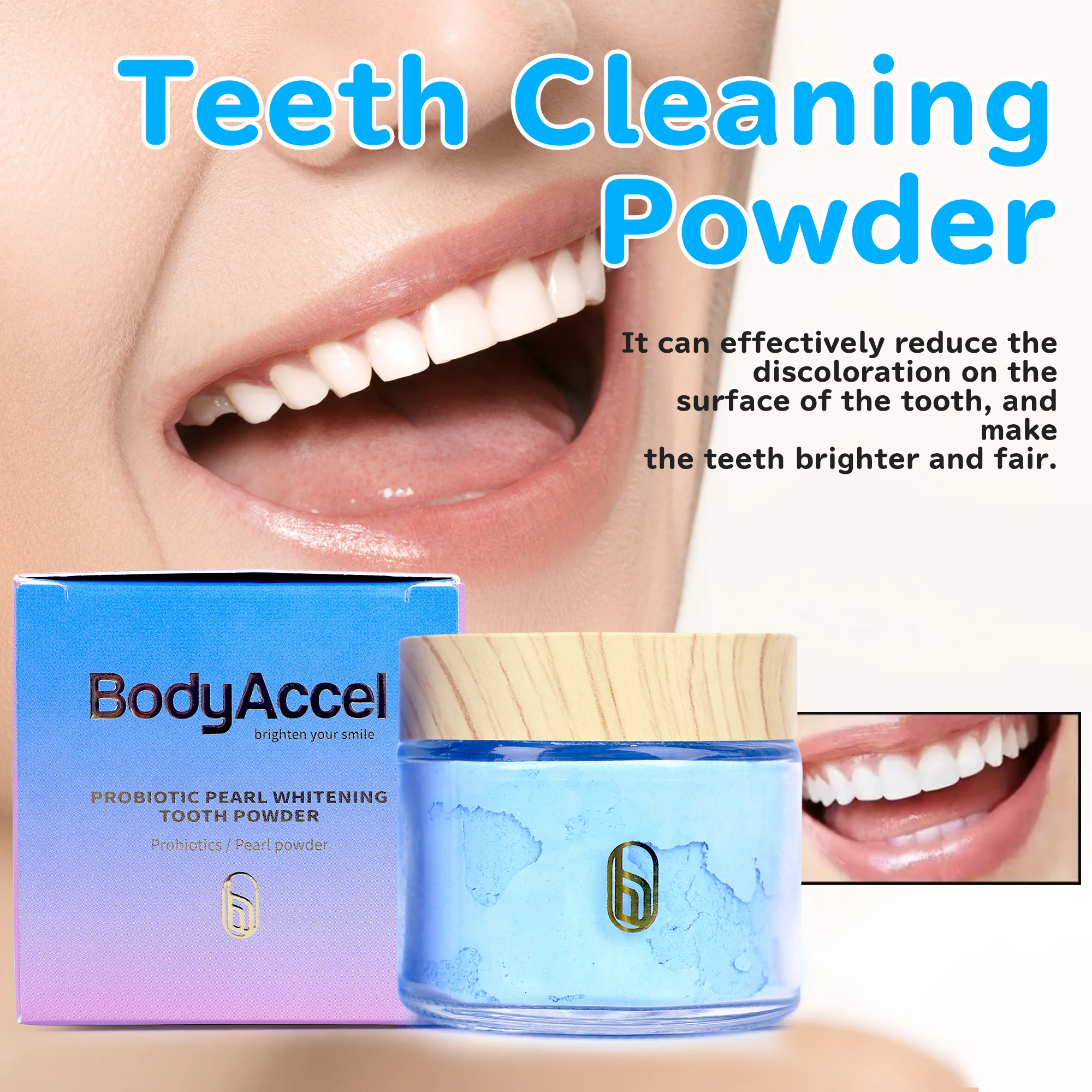 

BodyAccel Натуральный отбеливающий жемчужный зубной порошок дляrobiotic