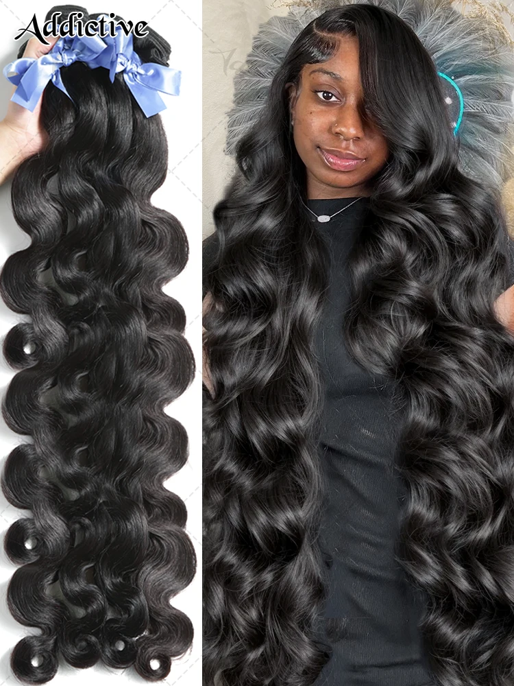 30 32 40 Inch Body Wave 3 4 Bundles Brazilian Remy 100% Unprocessed Human Hair Wavy Doule Drawn Bundles Weave Extensions