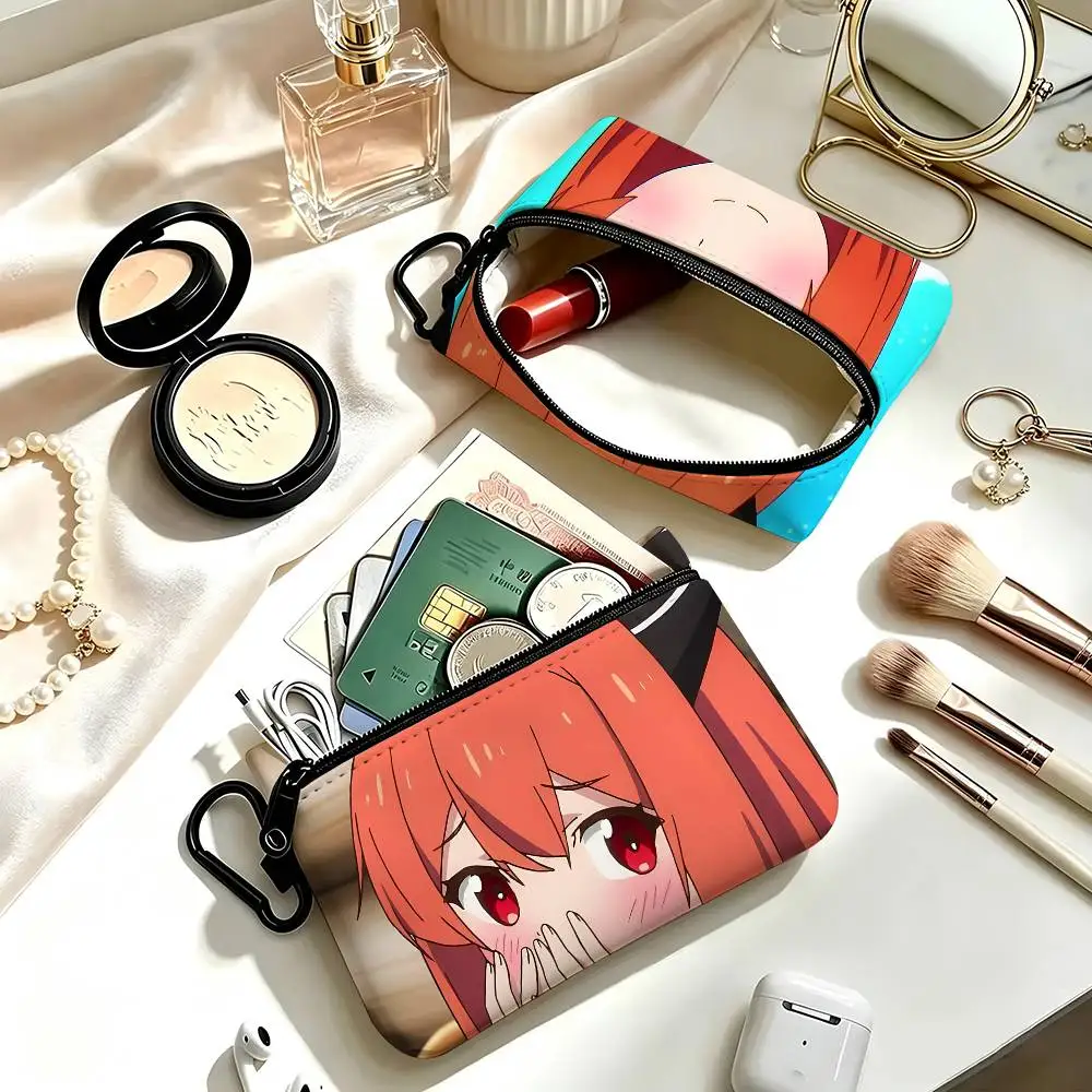 1pc Laika Coin Purse With Carabiner Hook Portable Key Card Wallet Small Zipper Storage Pouch