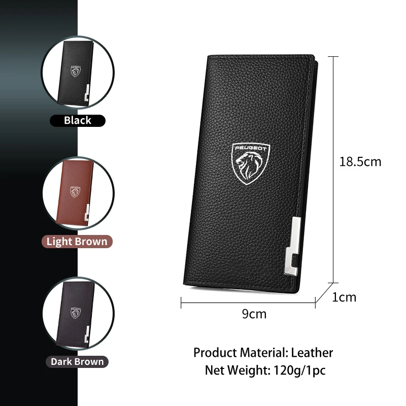 الرجال محفظة طويلة حقيبة صغيرة جلدية حقيبة يد الأعمال حامل بطاقة عملة جيب لبيجو 206 307 308 3008 207 208 508 2008 5008