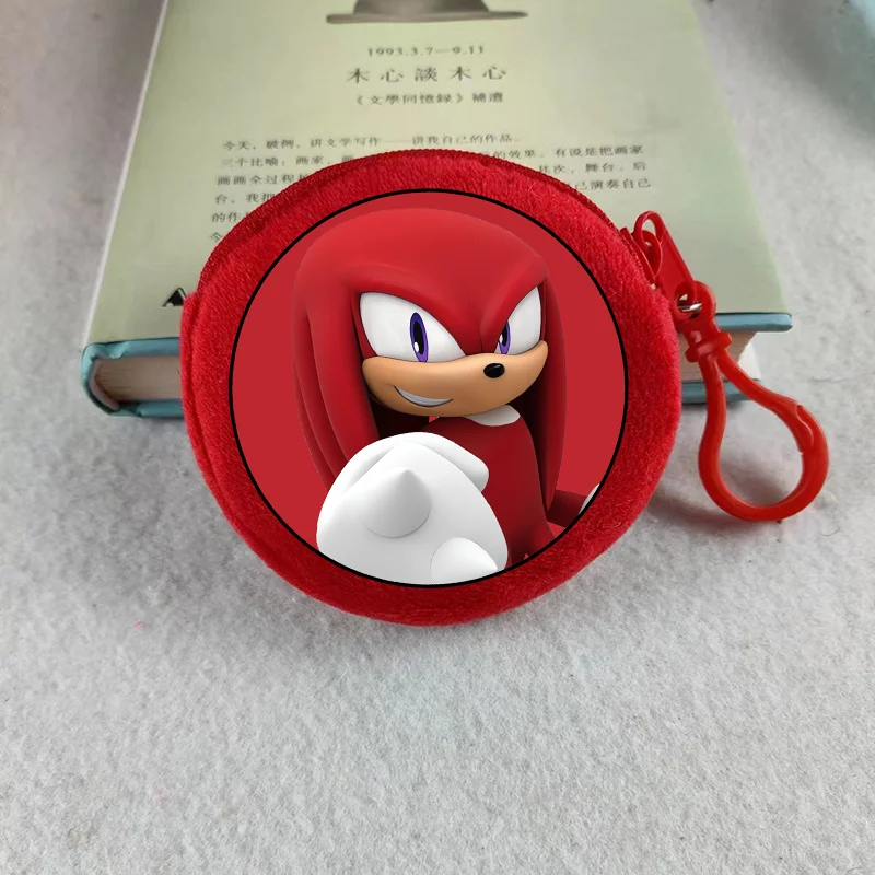 Sonics Plush Coin Zipper Purses Cute Anime Cartoon Printed Storage Bags Round Mini Wallet Anime Keychain Pouch Kid Birthday Gift