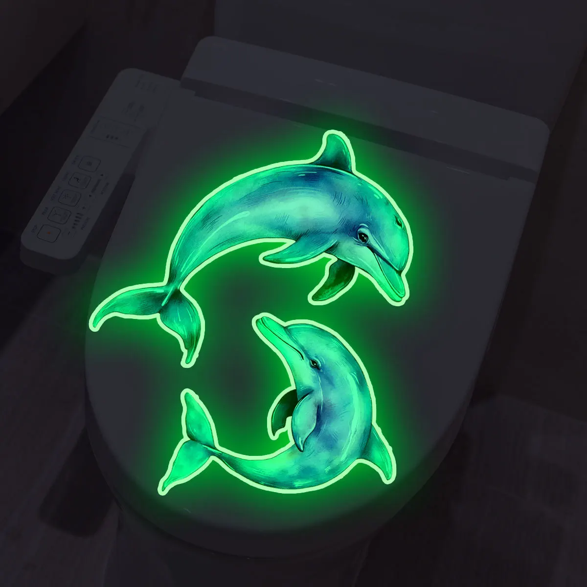 

Glow-in-the-Dark Dolphin Toilet Sticker - Creative Night Light Wall Decal for Home Decor