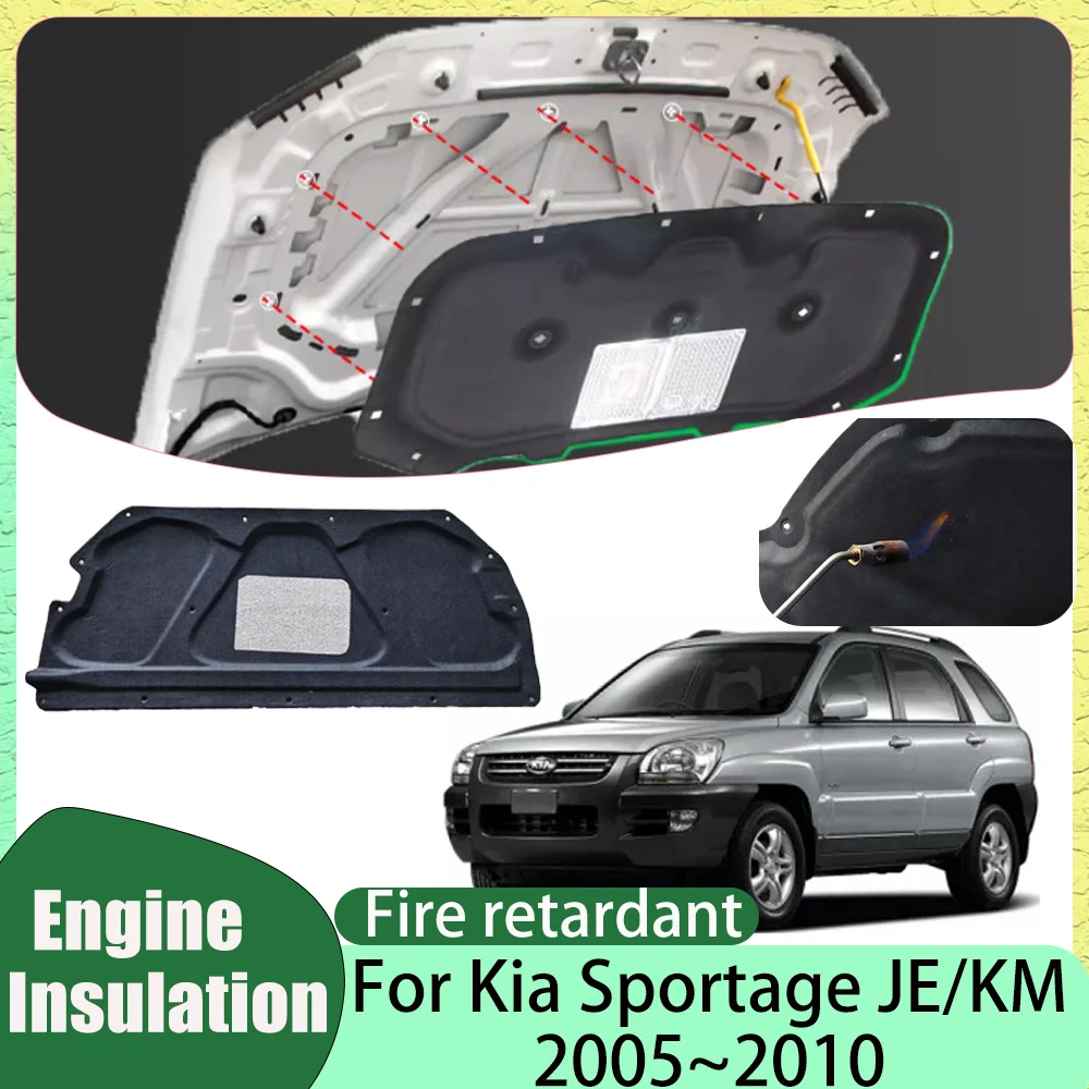 For Kia Sportage JE/KM 2005~2010 2006 2007 2008 Car Hood Engine linin Thermal Insulation Cotton Soundproof Mat Cover Accessories