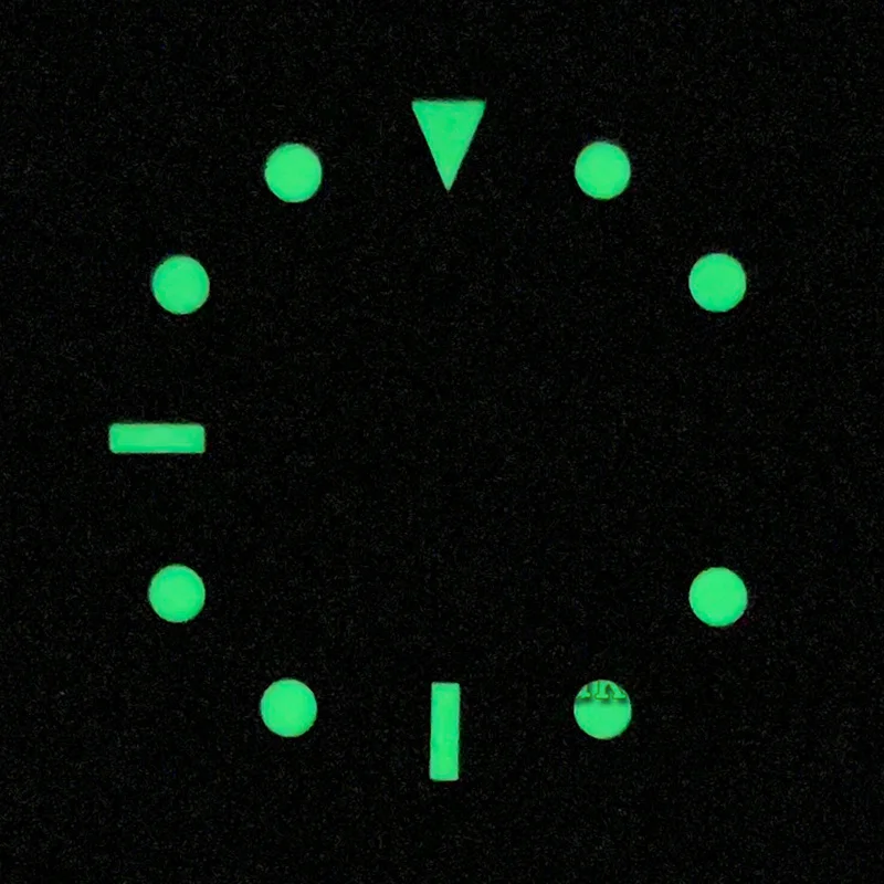 29mm Green luminous watch dial black blue green yellow sterile fit NH34 NH35 movement fit 3 o\'clock crown 3.8 o\'clock crown