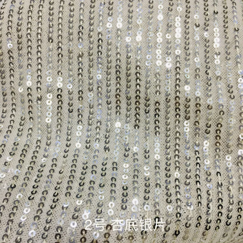 3mm Elastic Mesh Sequined Fabric Vertical Bar Beaded Embroidered Cloth T-Table Clothing Dress Wedding Dresses Sewing Cloth