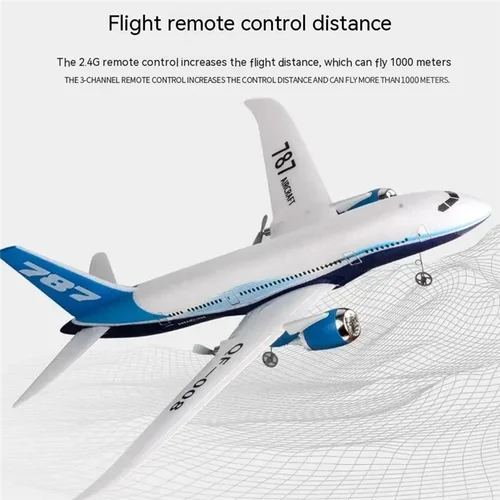 ABZZ-Boeing 787 modelo planeador 2,4G Control remoto eléctrico avión de ala fija de tres canales modelo de juguete para niños-azul Dur