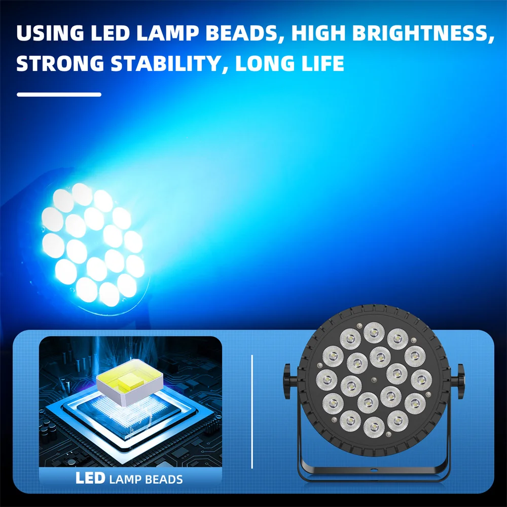 Yiflamefly-Projecteur LED Par Stage, 18 LED, 200W, RGBW, Chang Light, Party Light, DMXorgControl Mode, Party, Club, Bar, Wedding