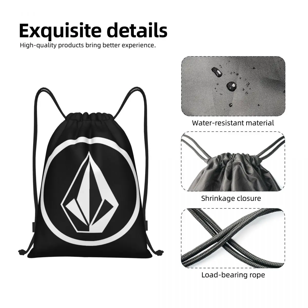 Custom Volcoms Surfboard Skate Drawstring Backpack Bags Men Women Lightweight Gym Sports Sackpack Sacks for Training