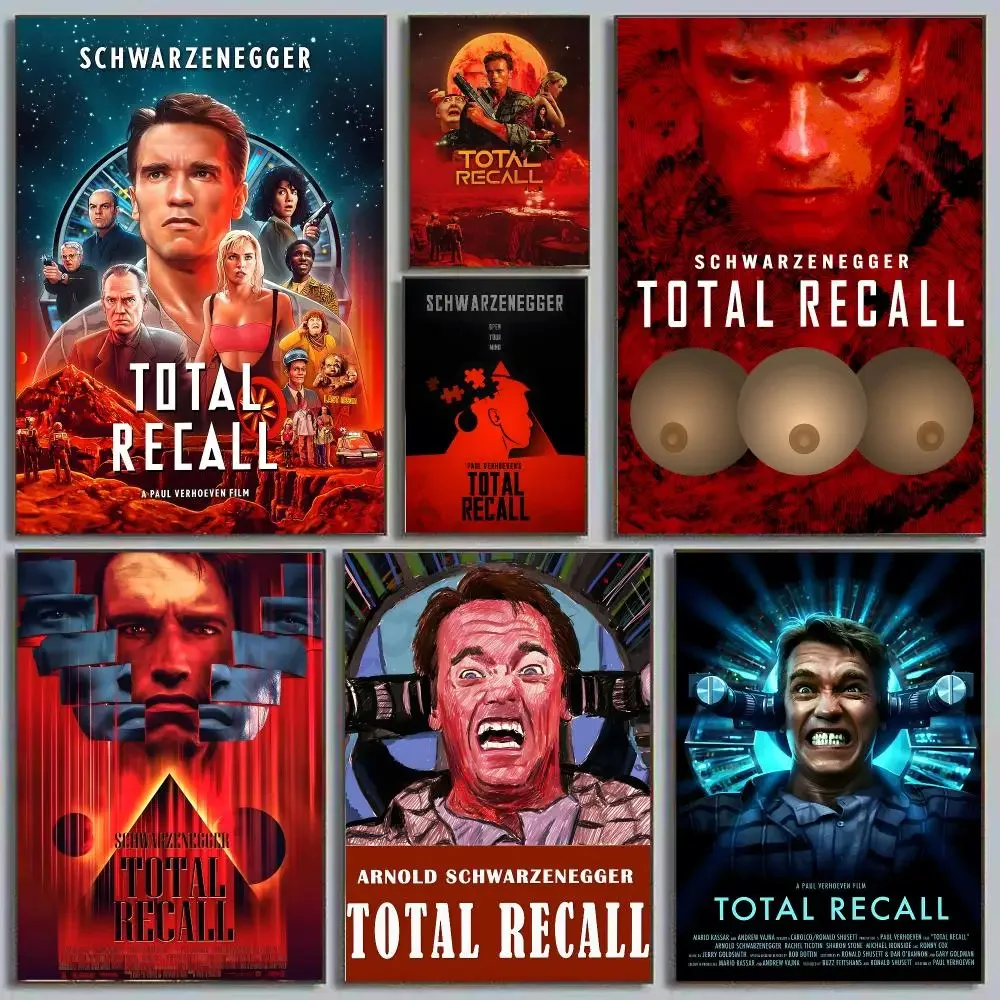 Total Recall Paul Verhoeven Arnold Schwarzenegger Sci-Fi Cyberpunk Classic Calligraphy Poster EcoFriendly Decor Frameless Canvas